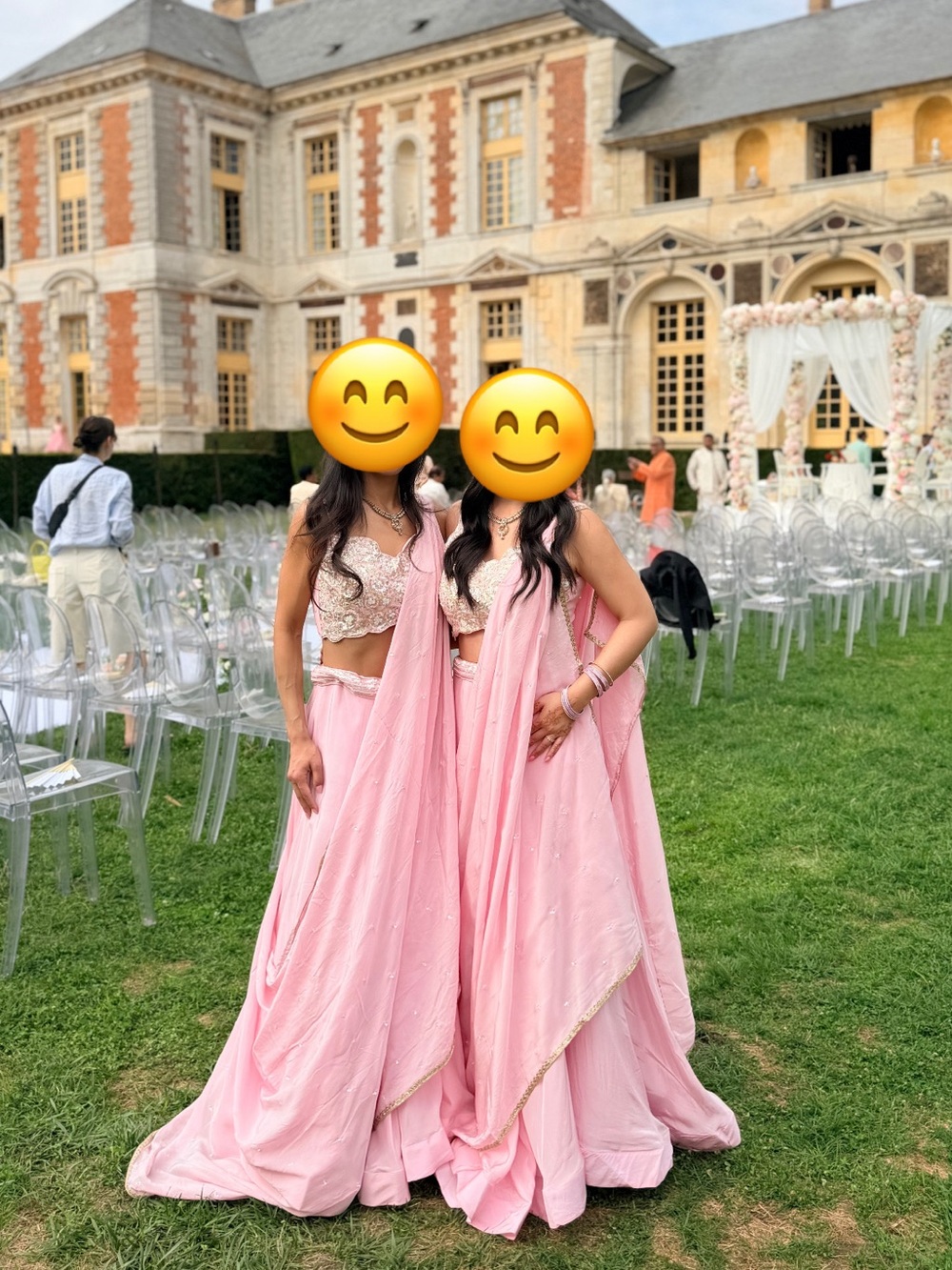 Pink lehenga choli with dupatta scarf